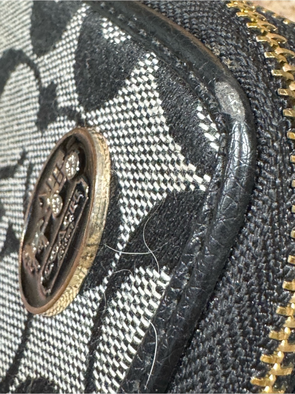 Coach Signature Zip Phone Wallet in Black and Gray - Picture 11 of 12